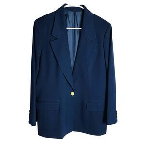 Vintage Hawksley & Wight Nautical Blazer Jacket Womens 10 Navy 100% Wool Lined